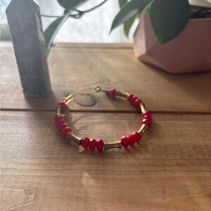 Alex & Ani salmon colored gold beaded bracelet